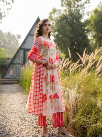 18b780ab-7856-46ce-ad1d-d873bc267356 Suntaara Women's Mulmul 2-Piece Kurta Set – Cream Red