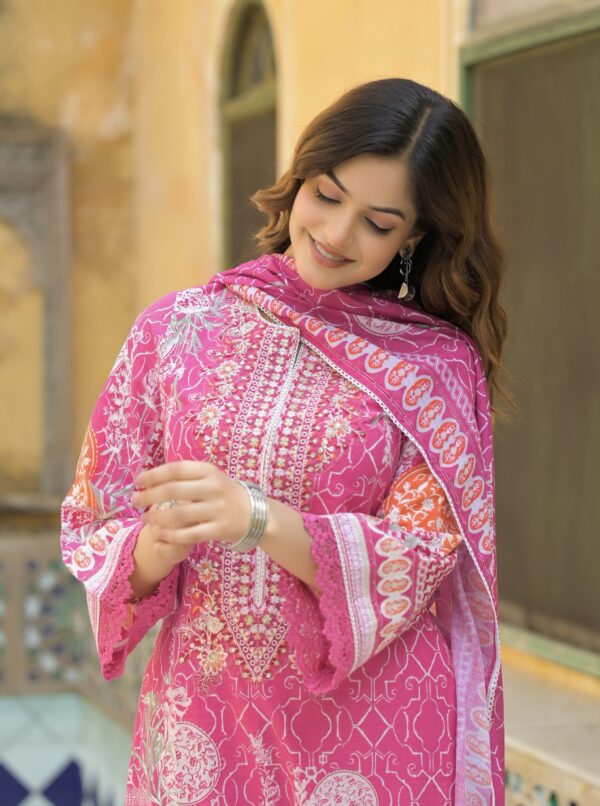 Suntaara Women's Pure Cotton 3-Piece Kurta Set – Pink