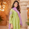 ab3b4532-7eed-40fd-b5a1-050546183d71 Suntaara Women's Mul Chanderi 3-Piece Kurta Set – Green Lavender